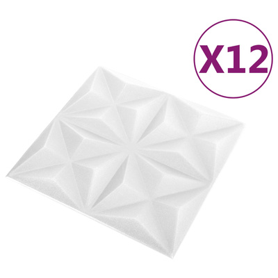 Panele ścienne 12 szt. 50 x 50 cm Białe origami Pianka XPS