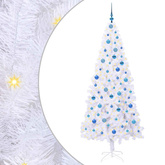 Sztuczna choinka z 300 diodami LED Biały 210 cm PVC i stal
