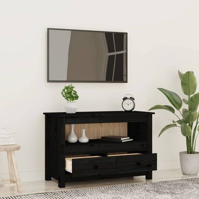 vidaXL Szafka pod TV, czarna, 79x35x52 cm, lite drewno sosnowe