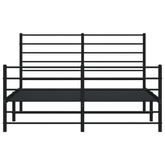 Metalowa rama łóżka z wezgłowiem i zanóżkiem, czarna, 120x200cm