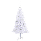 Sztuczna choinka z 150 diodami LED Biały 120 cm PVC i Stal