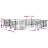 Klatka dla zwierząt z bramką, 20 paneli, czarna, 35x35 cm, stal
