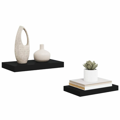 vidaXL Półki ścienne, 2 szt., czarne, 40x23x3,8 cm, MDF