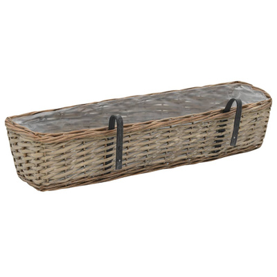 vidaXL Donice balkonowe, 2 szt., wiklina z wyściółką z PE, 80 cm