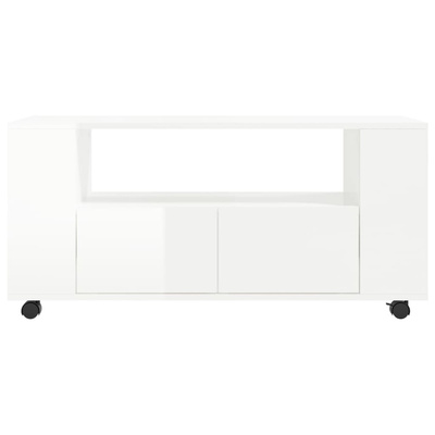 vidaXL Szafka pod TV, wysoki połysk, biała, 102x34,5x43 cm