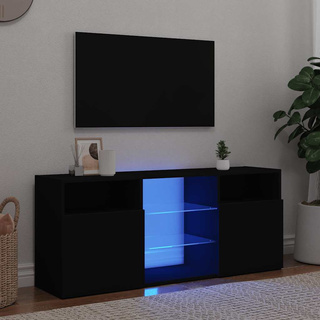 Szafka TV z oświetleniem LED, czarna, 120x30x50 cm