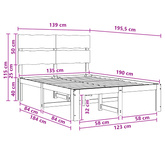Podwójna rama łóżka z wezgłowiem ROSTOCK naturalny 135 x 190 cm