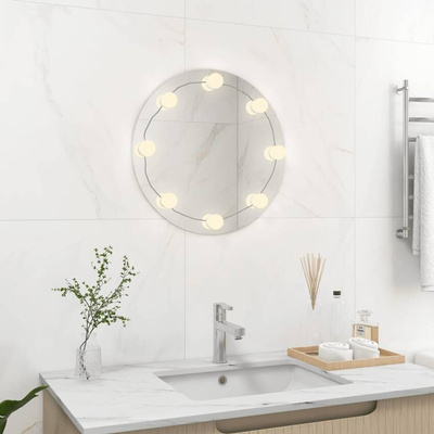 vidaXL Lustro ścienne z lampkami LED, okrągłe, szklane model standard