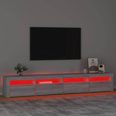 Szafka pod TV z oświetleniem LED, szary dąb sonoma,240x35x40 cm vidaXL