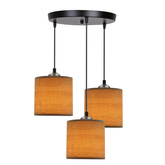 Lampa wisząca z abażurem Legno rattanowa orzechowa potrójna nad stół