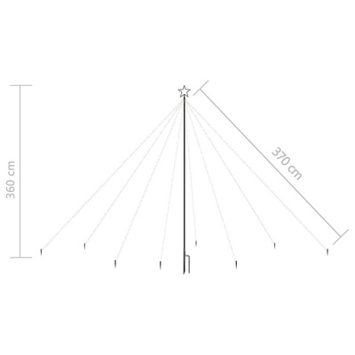 vidaXL Choinka z lampek, wewn./zewn., 576 niebieskich diod LED, 3,6 m