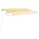 vidaXL Ręcznie zwijana markiza z LED, 300 x 250 cm, żółto-biała