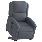 Rozkładany fotel masujący, podnoszony, ciemnoszary, aksamitny vidaXL
