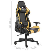 vidaXL Obrotowy fotel gamingowy, złoty, PVC