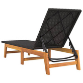 vidaXL Leżak ze stolikiem, polirattan i lite drewno akacjowe