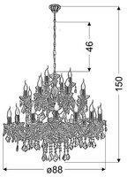 Lampa sufitowa wisząca złota kryształowa LED