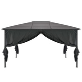 Altana ogrodowa z zasłonami, aluminiowa, 4 x 3 x 2,6 m, czarna