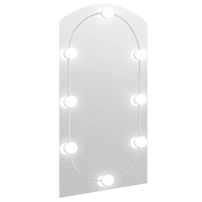Lustro z lampami LED, 90x45 cm, szklane, z łukiem vidaXL
