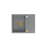 MORGAN 116 GraniteQ zlewozmywak silver stone z syfonem Push To Open kol. złoty 1-komorowy z/o + zaczepy 4 szt