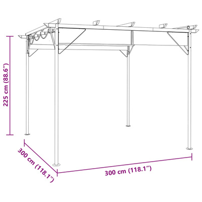 Pergola ogrodowa ze zwijanym dachem, taupe, 3x3 m, 180 g/m?