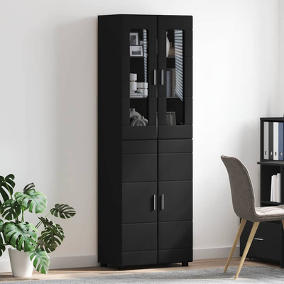 Highboard FLORIN 60 x 35 x 182 cm Czarny Drewno inżynieryjne