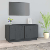 Szafka pod telewizor, szara, 80x35x40,5 cm, lite drewno sosnowe