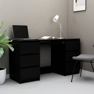 vidaXL Biurko, czarne, 140x50x77 cm, materiał drewnopochodny