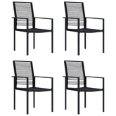 vidaXL Krzesła ogrodowe, 4 szt., rattan PVC, czarne