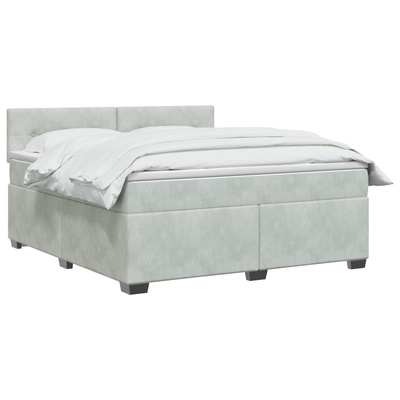 Łóżko Box Spring z materacem i LED jasnoszary 140 x 200 cm