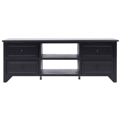 vidaXL Szafka pod TV, czarna,108x30x40 cm, drewno paulownia
