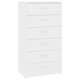 vidaXL Komoda, 6 szuflad, biała, 50x34x96 cm, materiał drewnopochodny
