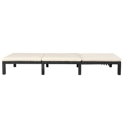 vidaXL Leżak ogrodowy z poduszką, polirattan, czarny wariant 13