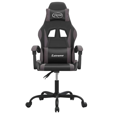 Obrotowy fotel gamingowy, czarno-szary, sztuczna skóra
