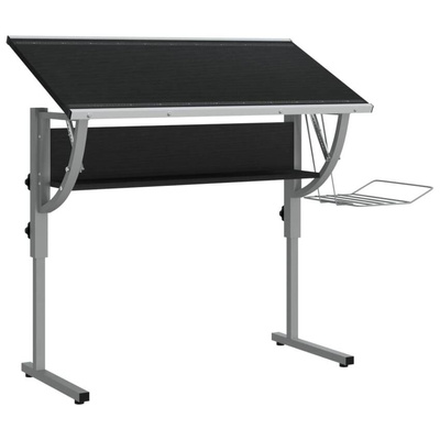 vidaXL Biurko kreślarskie, czarno-szare, 110x53x(58-87) cm