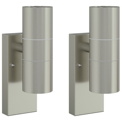 Zewnętrzna lampa ścienna 2 pcs Srebrny 7 x 10 x 22 cm