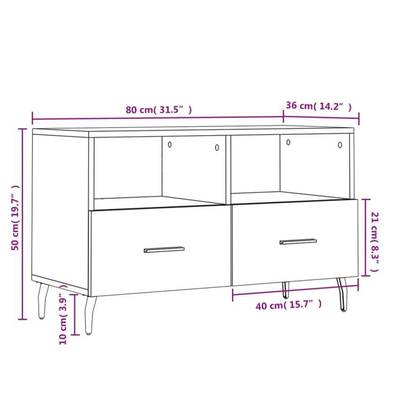 Szafka pod TV, szarość betonu, 80x36x50 cm vidaXL