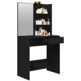 vidaXL Toaletka z lustrem, czarna, 74,5x40x141 cm
