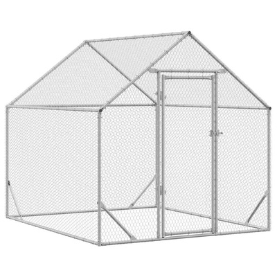 Klatka dla kur Srebrny 200 x 170 x 177 cm Stal Galwanizowana