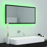 vidaXL Lustro łazienkowe LED, wysoki połysk, czarne, 90x8,5x37, akryl