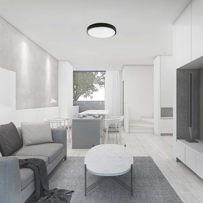 18W Plafon LED z mikrofalowym czujnikiem ruchu / Średnica: 225mm / Barwa:4000K / Klosz: Okrągły mleczny czarna ramka / IP44