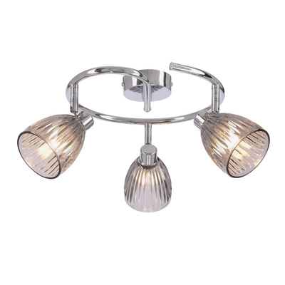 Lampa sufitowa Jeffrey okrągła ze szklanymi kloszami 3-punktowa metalowa