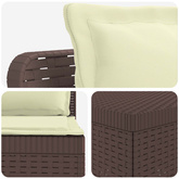 Sofa ogrodowa 3-osobowa z poduszkami w rattanowym wyglądzie PP