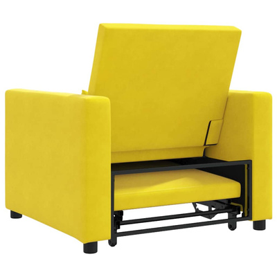 Rozkładana sofa jednoosobowa Żółty Aksamit