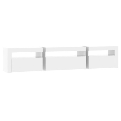 vidaXL Szafka pod TV z oświetleniem LED, biała z połyskiem195x35x40 cm