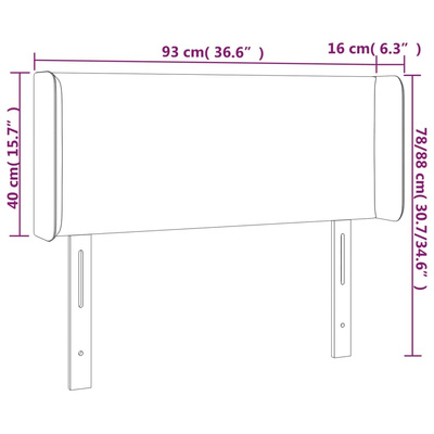 vidaXL Zagłówek do łóżka z LED, biały, 93x16x78/88 cm, sztuczna skóra