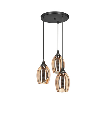 Lampa wisząca czarno-miedziana lustrzane klosze 3x60W Marina Candellux 33-51608  