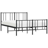 Metalowa rama łóżka z wezgłowiem i zanóżkiem, czarna, 120x200cm vidaXL