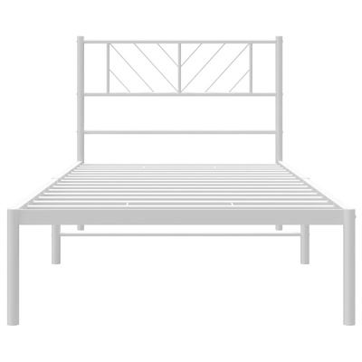 rama łóżka z wezgłowiem, biała, 80x200 cm Metalowa