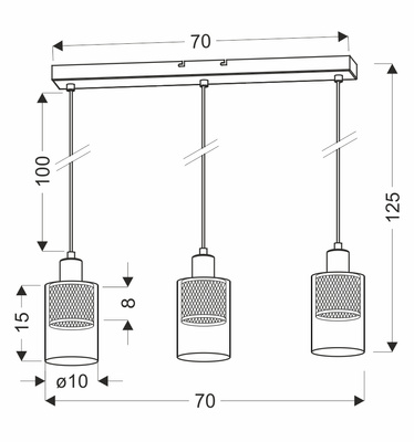 Lampa wisząca Cabi potrójna z kloszem bursztynowym metalowo-szklana czarna