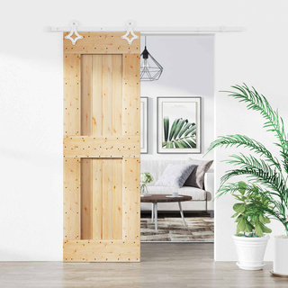 Drzwi przesuwne 70 x 210 cm Lite Drewno Sosnowe (Nieobrobione)